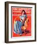 "Woman in Chair," Saturday Evening Post Cover, September 1, 1934-F. Sands Brunner-Framed Giclee Print