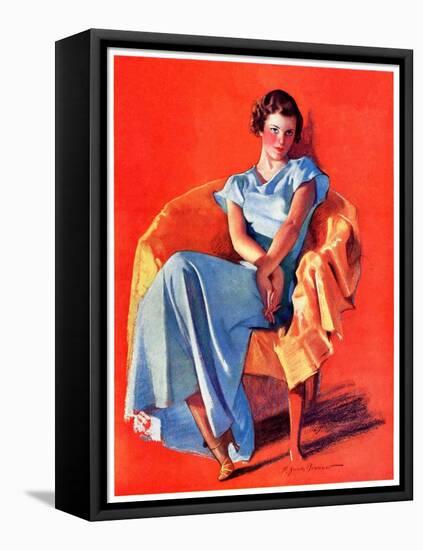 "Woman in Chair,"September 1, 1934-F. Sands Brunner-Framed Stretched Canvas