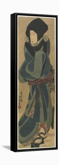 Woman in Cloak and Hood, C. 1830-1844-Utagawa Kunisada-Framed Stretched Canvas