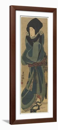 Woman in Cloak and Hood, C. 1830-1844-Utagawa Kunisada-Framed Premium Giclee Print