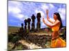 Woman in Costume at Ahu Tongarriki, Tapati Festival, Rapa Nui, Easter Island, Chile-Bill Bachmann-Mounted Photographic Print
