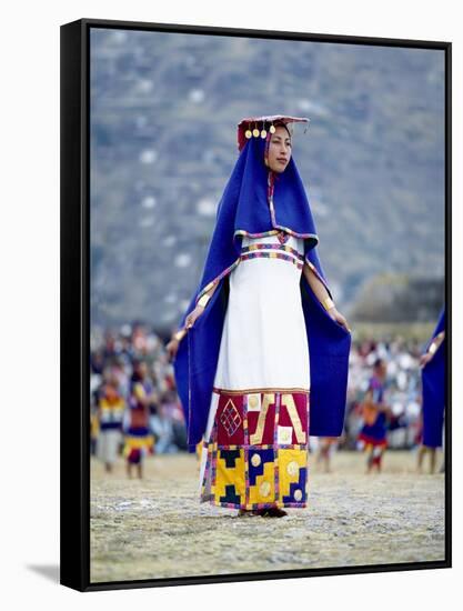 Woman in Costume for Inti Raimi Festival of the Incas, Cusco, Peru-Jim Zuckerman-Framed Stretched Canvas