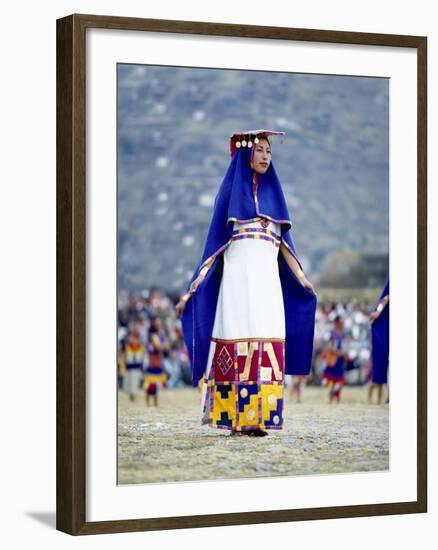 Woman in Costume for Inti Raimi Festival of the Incas, Cusco, Peru-Jim Zuckerman-Framed Photographic Print