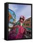 Woman in Costume For the Annual Carnival Festival, Burano Island, Venice, Italy-Jim Zuckerman-Framed Stretched Canvas