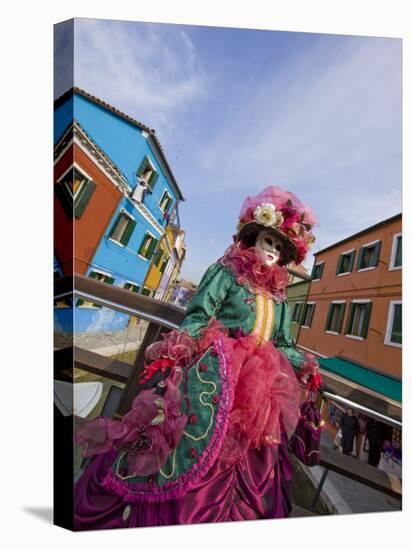 Woman in Costume For the Annual Carnival Festival, Burano Island, Venice, Italy-Jim Zuckerman-Stretched Canvas