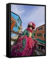 Woman in Costume For the Annual Carnival Festival, Burano Island, Venice, Italy-Jim Zuckerman-Framed Stretched Canvas