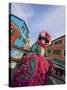 Woman in Costume For the Annual Carnival Festival, Burano Island, Venice, Italy-Jim Zuckerman-Stretched Canvas