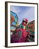 Woman in Costume For the Annual Carnival Festival, Burano Island, Venice, Italy-Jim Zuckerman-Framed Photographic Print