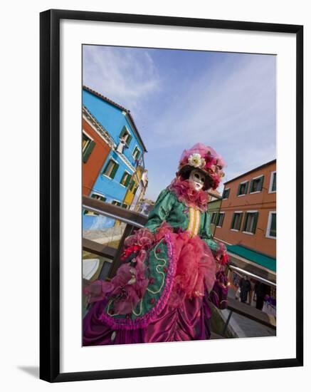 Woman in Costume For the Annual Carnival Festival, Burano Island, Venice, Italy-Jim Zuckerman-Framed Photographic Print