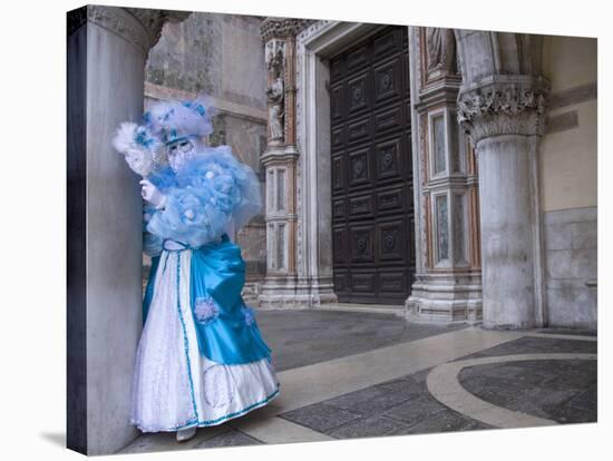 Woman in Costume For the Annual Carnival Festival, Burano Island, Venice, Italy-Jim Zuckerman-Stretched Canvas