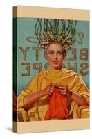 Woman in Curlers Knits-Home Arts-Stretched Canvas