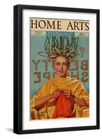 Woman in Curlers Knits-Home Arts-Framed Art Print