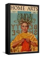 Woman in Curlers Knits-Home Arts-Framed Stretched Canvas