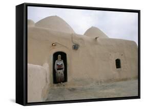 Woman in Doorway of a 200 Year Old Beehive House in the Desert, Ebla Area, Syria, Middle East-Alison Wright-Framed Stretched Canvas