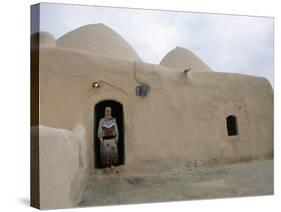 Woman in Doorway of a 200 Year Old Beehive House in the Desert, Ebla Area, Syria, Middle East-Alison Wright-Stretched Canvas