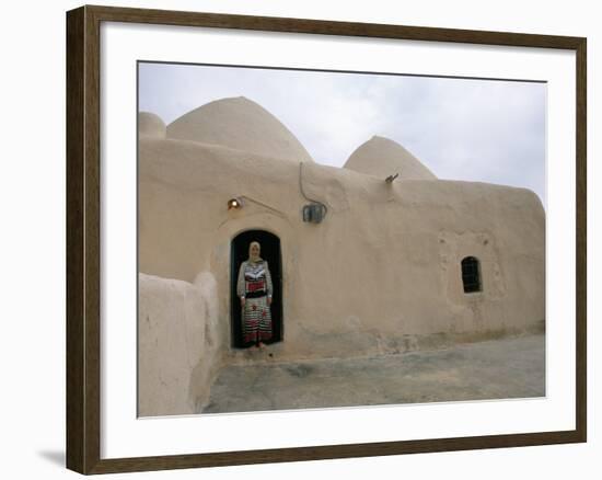 Woman in Doorway of a 200 Year Old Beehive House in the Desert, Ebla Area, Syria, Middle East-Alison Wright-Framed Photographic Print