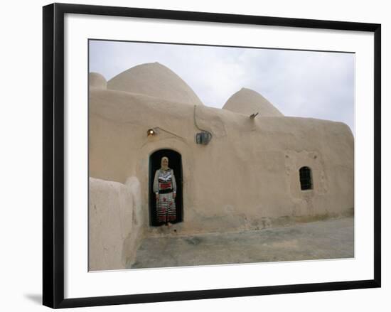 Woman in Doorway of a 200 Year Old Beehive House in the Desert, Ebla Area, Syria, Middle East-Alison Wright-Framed Photographic Print