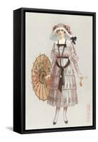 Woman in Droopy Hat, Fashion Illustration-null-Framed Stretched Canvas