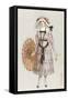 Woman in Droopy Hat, Fashion Illustration-null-Framed Stretched Canvas