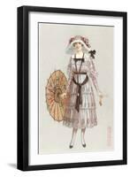 Woman in Droopy Hat, Fashion Illustration-null-Framed Art Print