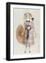 Woman in Droopy Hat, Fashion Illustration-null-Framed Art Print