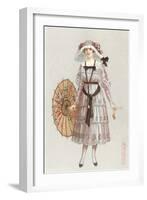 Woman in Droopy Hat, Fashion Illustration-null-Framed Art Print