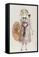 Woman in Droopy Hat, Fashion Illustration-null-Framed Stretched Canvas