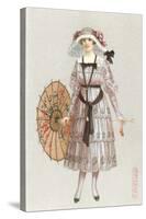Woman in Droopy Hat, Fashion Illustration-null-Stretched Canvas