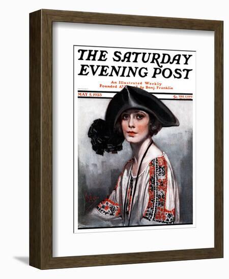 "Woman in Embroidered Blouse," Saturday Evening Post Cover, May 5, 1923-Neysa Mcmein-Framed Giclee Print