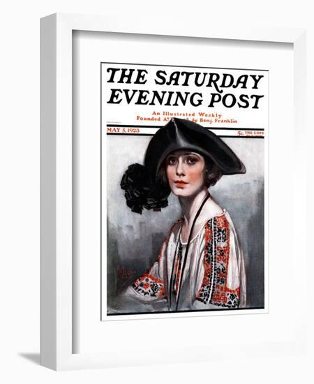 "Woman in Embroidered Blouse," Saturday Evening Post Cover, May 5, 1923-Neysa Mcmein-Framed Giclee Print