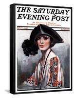 "Woman in Embroidered Blouse," Saturday Evening Post Cover, May 5, 1923-Neysa Mcmein-Framed Stretched Canvas