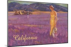 Woman in Field of Purple Flowers, California-null-Mounted Art Print