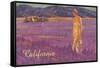 Woman in Field of Purple Flowers, California-null-Framed Stretched Canvas