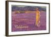 Woman in Field of Purple Flowers, California-null-Framed Art Print