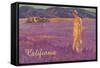 Woman in Field of Purple Flowers, California-null-Framed Stretched Canvas