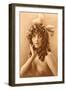 Woman in Filmy Wrap with Bow-null-Framed Art Print