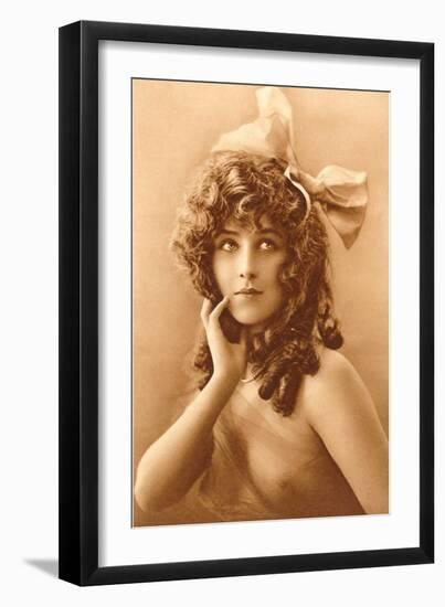 Woman in Filmy Wrap with Bow-null-Framed Art Print