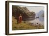 Woman in Fjord Landscape-Hans Andreas Dahl-Framed Giclee Print