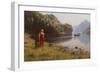 Woman in Fjord Landscape-Hans Andreas Dahl-Framed Giclee Print
