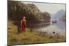 Woman in Fjord Landscape-Hans Andreas Dahl-Mounted Giclee Print