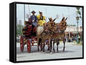 Woman in Flamenco Dress in Parade at Feria de Abril, Sevilla, Spain-Merrill Images-Framed Stretched Canvas