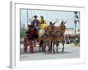 Woman in Flamenco Dress in Parade at Feria de Abril, Sevilla, Spain-Merrill Images-Framed Photographic Print