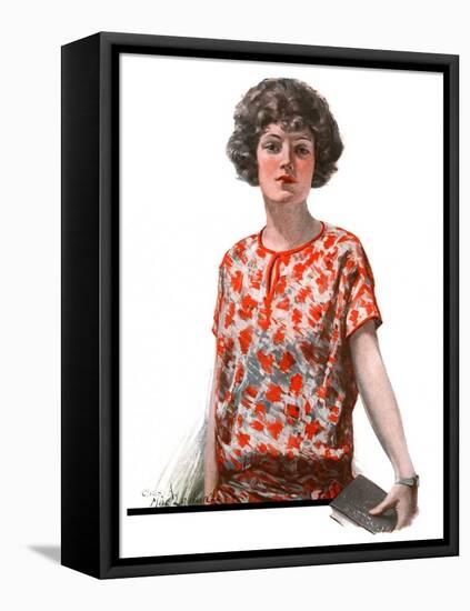 "Woman in Floral Print,"January 27, 1923-Charles A. MacLellan-Framed Stretched Canvas
