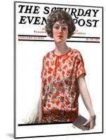 "Woman in Floral Print," Saturday Evening Post Cover, January 27, 1923-Charles A. MacLellan-Mounted Giclee Print