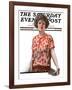 "Woman in Floral Print," Saturday Evening Post Cover, January 27, 1923-Charles A. MacLellan-Framed Giclee Print