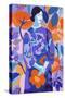 Woman in Flower Garden-Treechild-Stretched Canvas