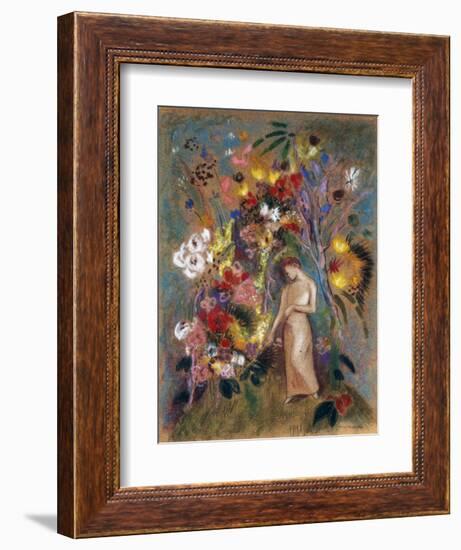 Woman in Flowers, 1904-Odilon Redon-Framed Giclee Print