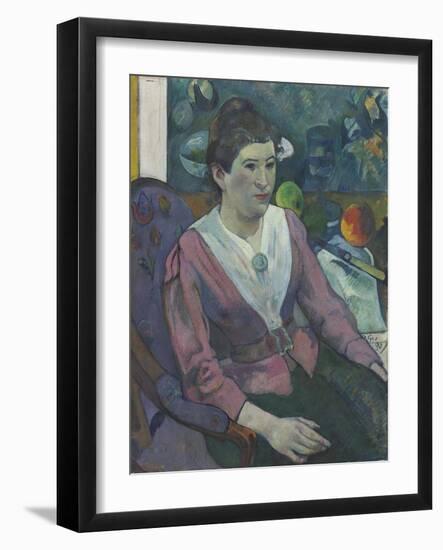 Woman in Front of a Still Life by Cézanne, 1890-Paul Gauguin-Framed Giclee Print