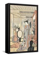 Woman in Front of Mirror-Katsukawa Shunsho-Framed Stretched Canvas