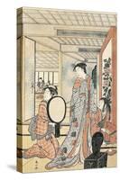 Woman in Front of Mirror-Katsukawa Shunsho-Stretched Canvas